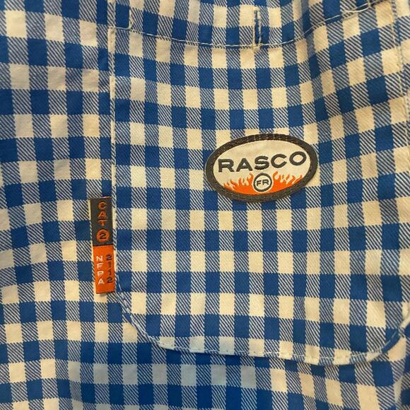 Rasco FR flame resistant white and blue Men's button down Shirt size 3XL - Picture 2 of 4
